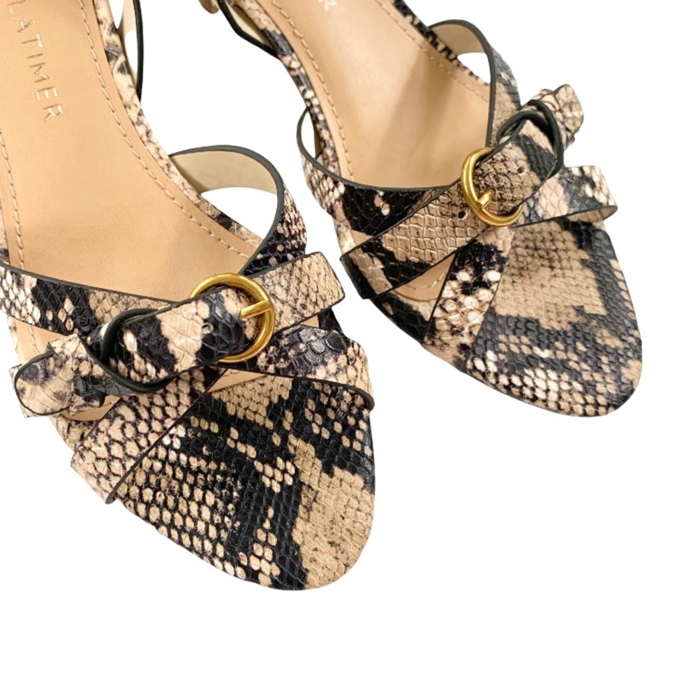Gibson Latimer Sandal Leather Snakeskin Ankle Strap Low Heel 7.5 NWT - Picture 2 of 14